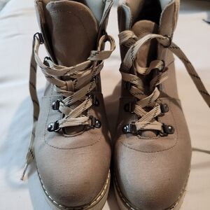 White Mountain Taupe Lace-Up Combat Boots